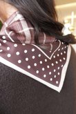 Plaid & Polka Border Triangle Silk Neckerchief Brown